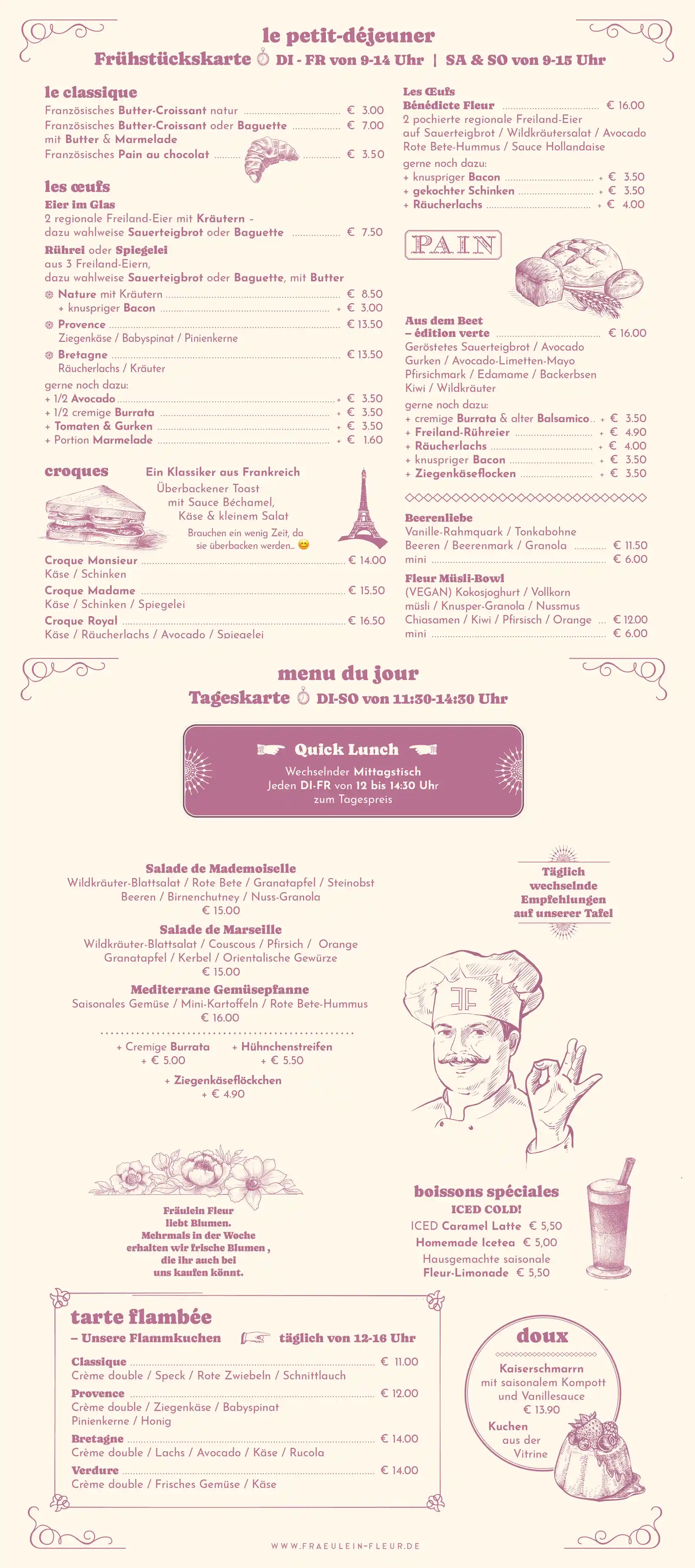 Fräulein Fleurs Menü